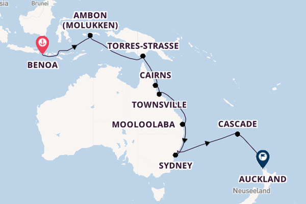Australien und Neuseeland ab Bali (Benoa), Indonesien auf der Amera