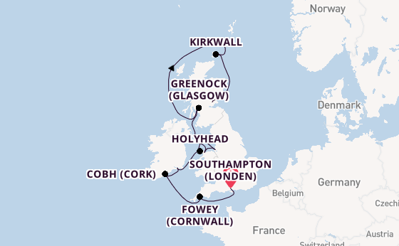 Verenigd Koninkrijk vanaf Southampton (Londen), Engeland met de Seven Seas Voyager