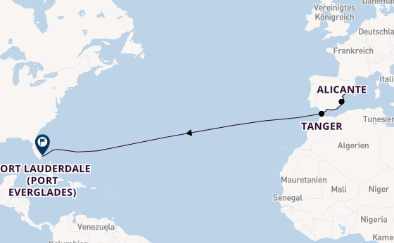 Transatlantik ab Barcelona, Spanien auf der Rotterdam