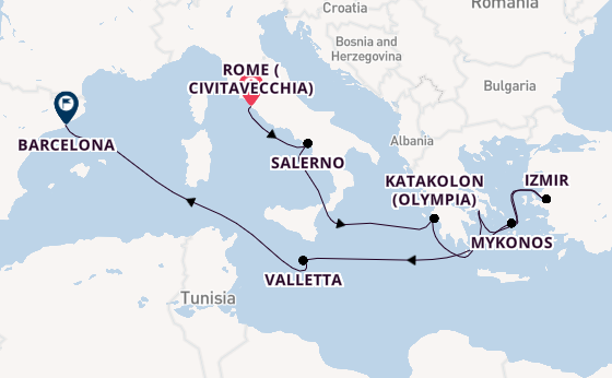 Mediterranean Sea from Rome (Civitavecchia), Italy with the Carnival Sunshine