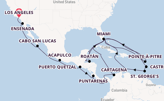 Caribbean from Los Angeles, California, USA with the Sonata (Oceania)
