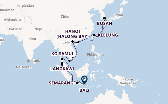 Südostasien ab Hongkong, China auf der Riviera