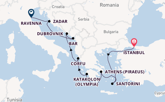 Eastern Mediterranean from Istanbul, Turkey with the Norwegian Viva