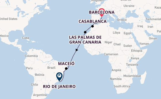 Transatlantic from Barcelona, Spain with the MSC Splendida