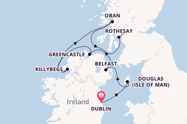 Britse Eilanden vanaf Dublin, Ierland met de L'Austral