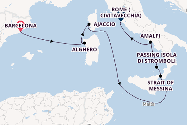 Western Mediterranean from Barcelona, Spain with the Queen Victoria