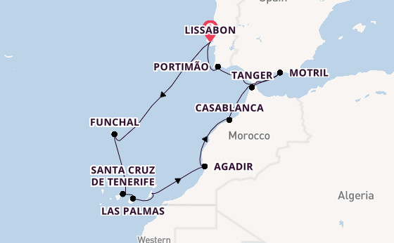 Canarische Eilanden vanaf Lissabon, Portugal met de Norwegian Star