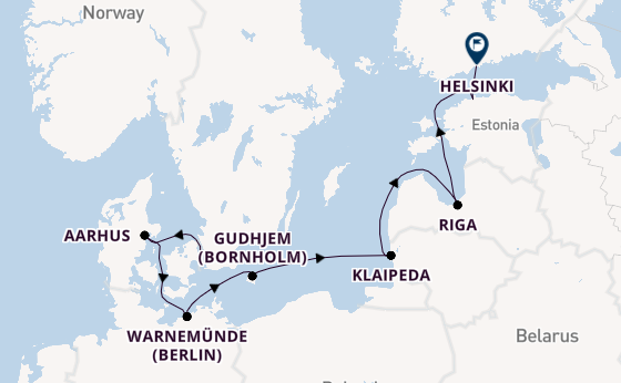 Baltic Sea from Copenhagen, Denmark with the Caribbean Princess