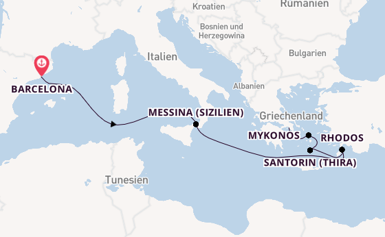Mittelmeer ab Barcelona, Spanien auf der Celebrity Xcel