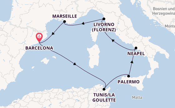 Westliches Mittelmeer ab Barcelona auf der MSC Meraviglia