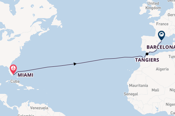 Transatlantic from Miami, Florida, USA with the Rhapsody of the Seas