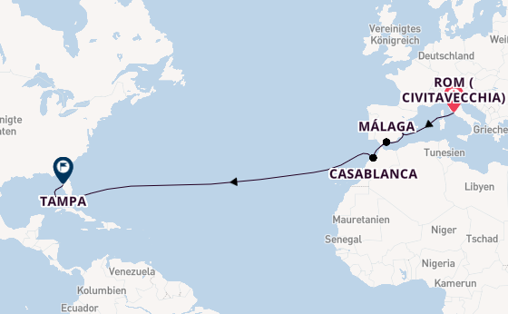 Transatlantik ab Civitavecchia (Rom), Italien auf der Celebrity Constellation