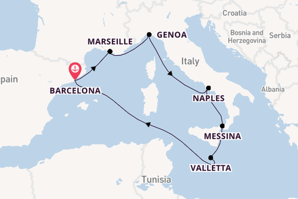 Western Mediterranean from Barcelona, Spain with the MSC World Europa