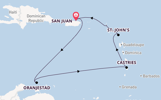Caribbean from San Juan, Puerto Rico with the Scarlet Lady