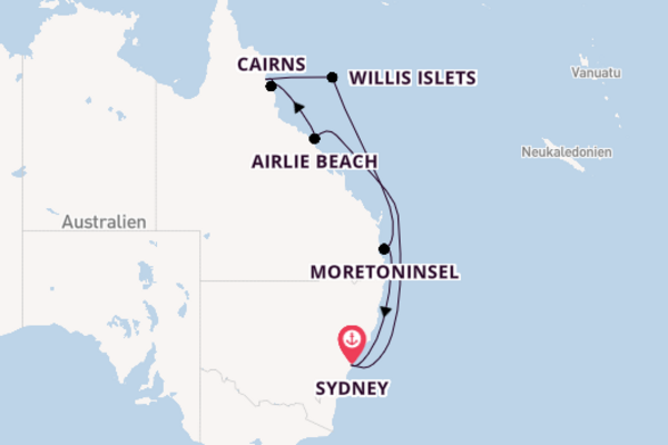 Außergewöhnliche Kreuzfahrt über Port Douglas nach Sydney