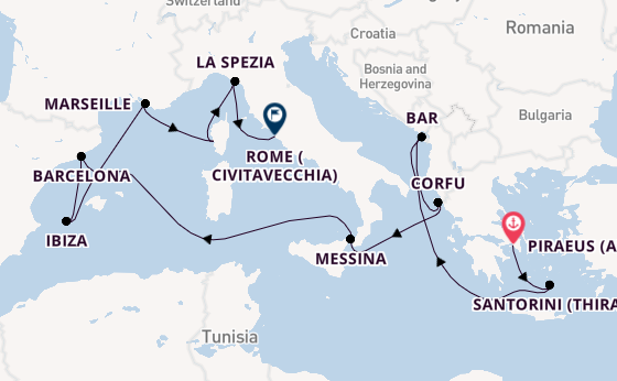 Mediterranean from Piraeus (Athens), Greece with the Sun Princess
