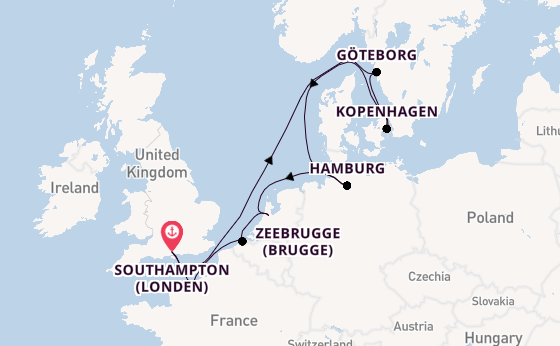Engeland vanaf Southampton (Londen), Engeland met de Norwegian Star