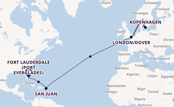 Transatlantik ab Rotterdam, Niederlande auf der Volendam