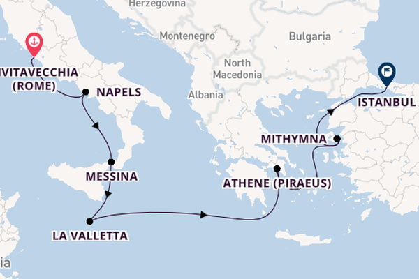 Middellandse Zee vanaf Civitavecchia (Rome), Italië met de Sirena