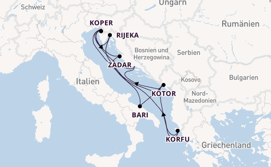 Mittelmeer ab Triest, Italien auf der Mein Schiff 4