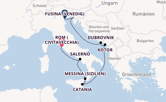 Mittelmeer ab Civitavecchia (Rom), Italien auf der Seven Seas Grandeur