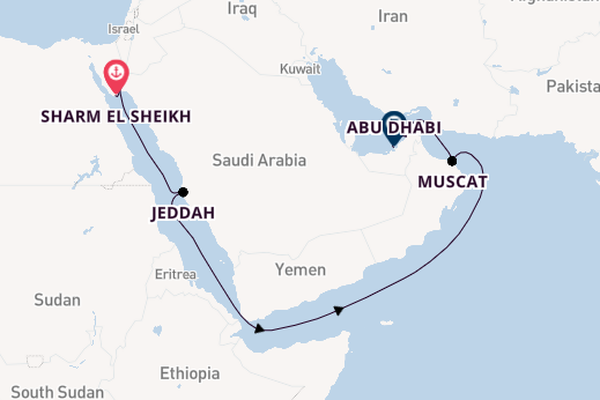 Middle East from Sharm El Sheikh, Egypt with the Celestyal Discovery