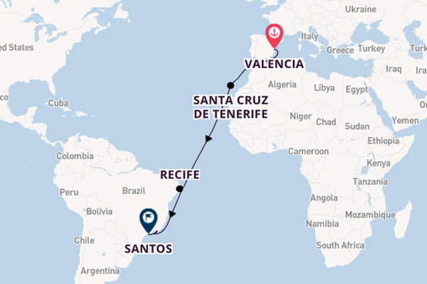 Transatlantic & Repositioning from Valencia, Spain with the MSC Lirica