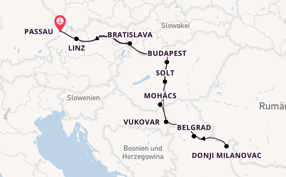 Donau ab Passau, Deutschland auf der Antonia