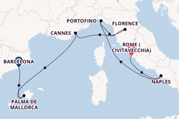 Western Mediterranean from Rome with the Celebrity Ascent