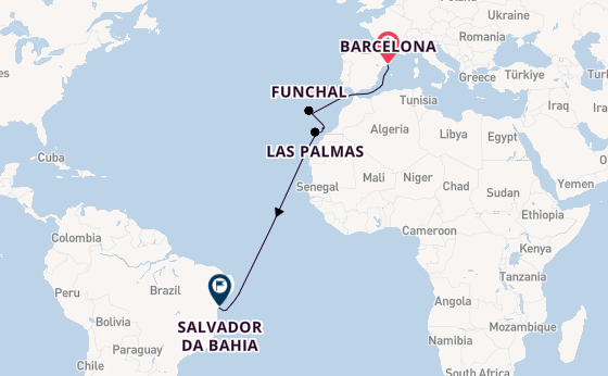 Transatlantic from Barcelona, Spain with the MSC Virtuosa