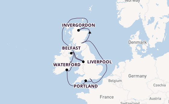 British Isles from Southampton, England with the Norwegian Sky