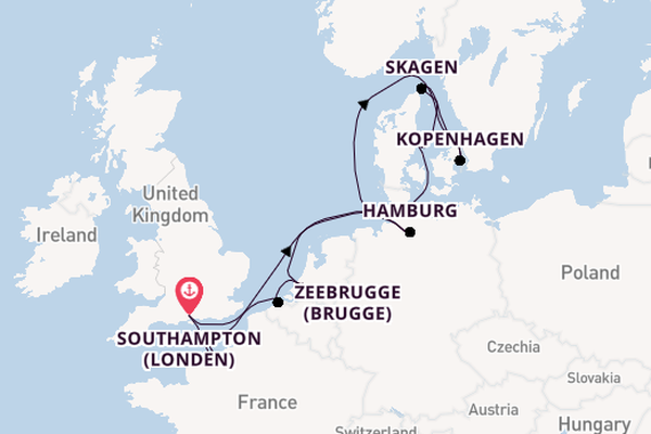 Engeland vanaf Southampton (Londen), Engeland met de Majestic Princess