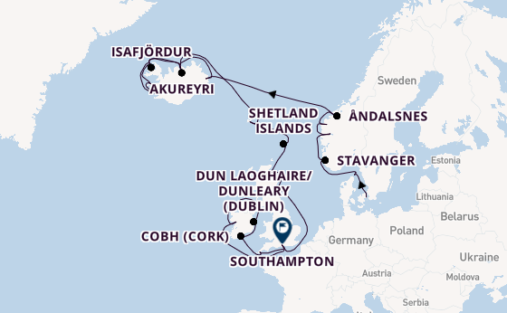 British Isles from Copenhagen, Denmark with the Caribbean Princess