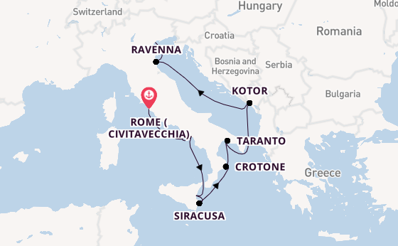 Western Mediterranean from Rome (Civitavecchia), Italy with the Azamara Onward