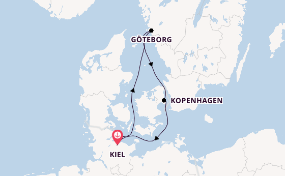 Oostzee vanaf Kiel, Duitsland met de Mein Schiff 6