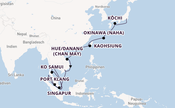Südostasien ab Tokio, Japan auf der Diamond Princess