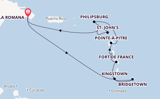 Karibik ab La Romana, Dominikanische Republik auf der Mein Schiff 4