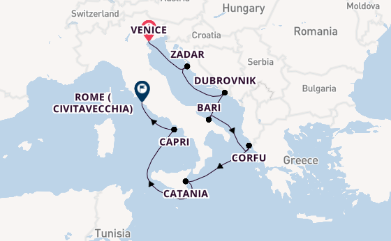 Mediterranean Sea from Venice, Italy with the Nautica
