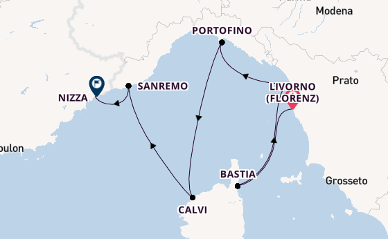 Westliches Mittelmeer ab Livorno (Florenz), Italien auf der SEA CLOUD SPIRIT