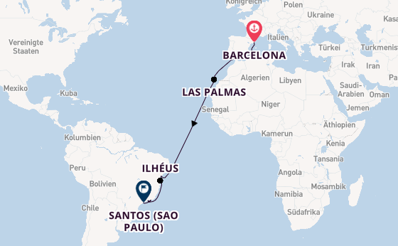 Transatlantik ab Barcelona, Spanien auf der MSC Divina