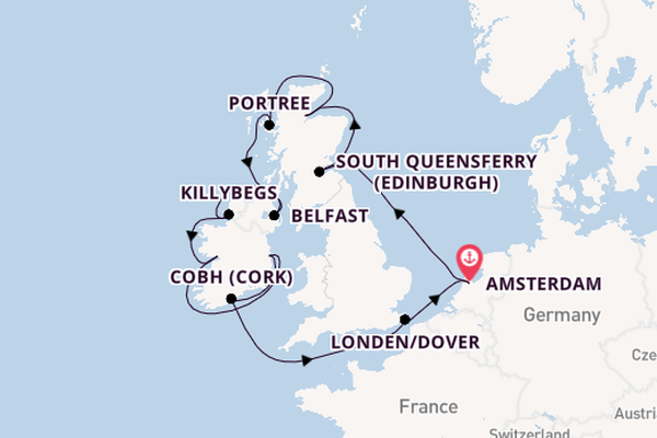 Britse Eilanden vanaf Amsterdam, Nederland met de Nieuw Statendam