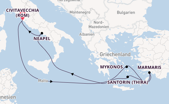 Mittelmeer ab Civitavecchia (Rom), Italien auf der MSC Divina