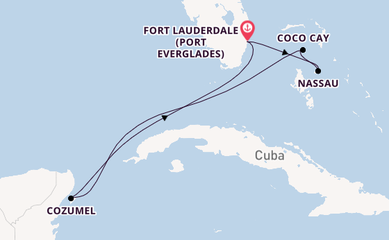 Caribbean from Fort Lauderdale (Port Everglades), Florida with the Symphony of the Seas
