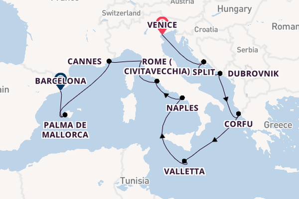 Mediterranean from Venice with the Norwegian Escape