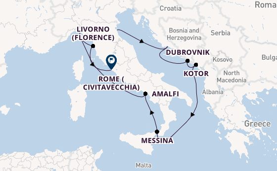 Mediterranean Sea from Ravenna, Italy with the Celebrity Constellation