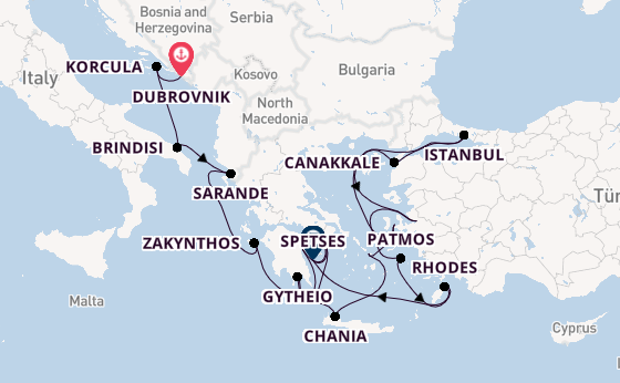 Eastern Mediterranean from Dubrovnik, Croatia with the Seabourn Quest