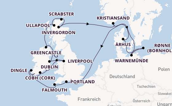 Britische Inseln ab Southampton, Großbritannien auf der Vista