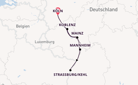 Rhein ab Köln, Deutschland auf der Annika