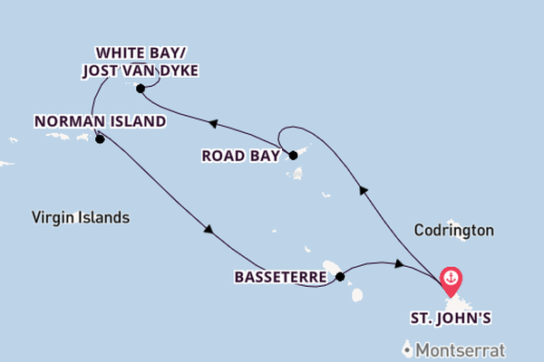 Caribbean vanaf St. John's, Antigua, Antigua en Barbuda met de Star Clipper