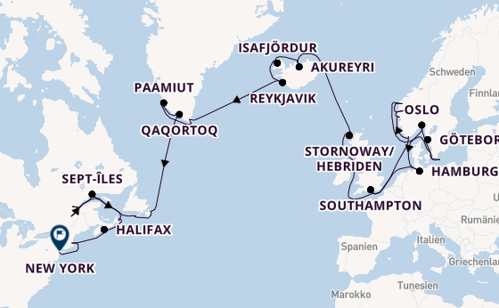 Transatlantik ab Southampton, Großbritannien auf der EXPLORA IV